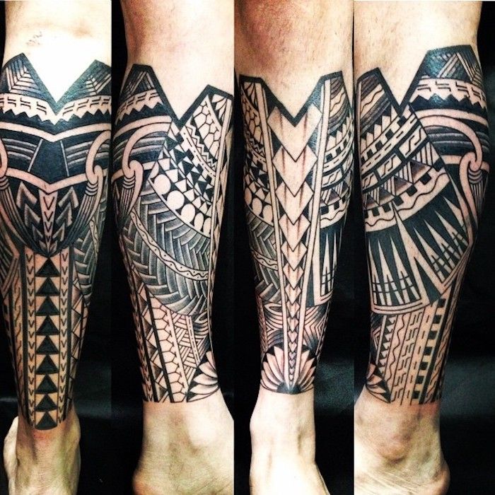 tetovanie znamená Samoan tetovanie s geometrickými postavami na nohe