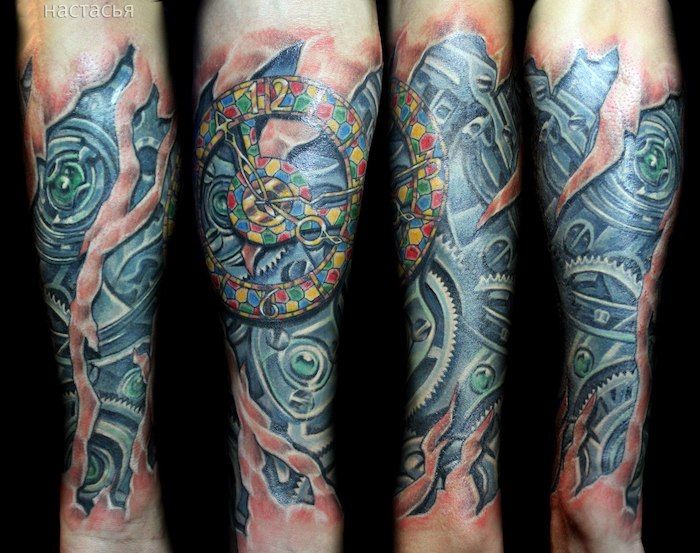 tatuaj șabloane bărbați, tatuaj biomecanic pe picior