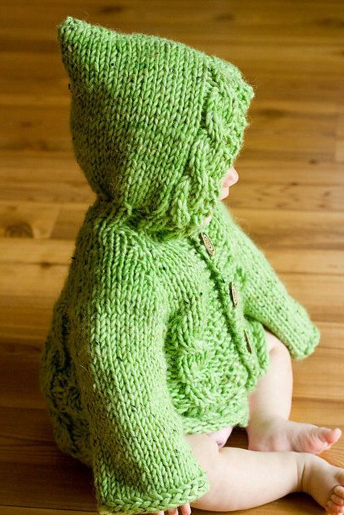 Baby trui-knit-groen-met-hoed-zachte