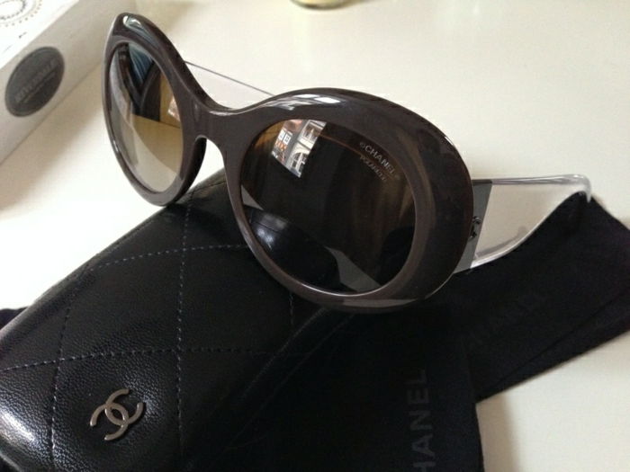 Chanel solglasögon metall optik eleganta bruna