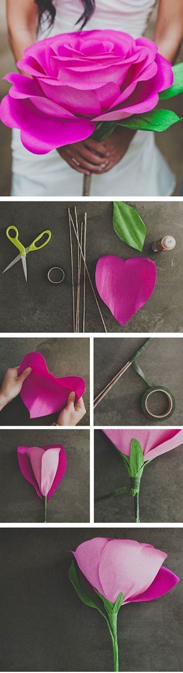 DIY idee de decorare, face flori din hârtie crepus, nu se usuca, creativ