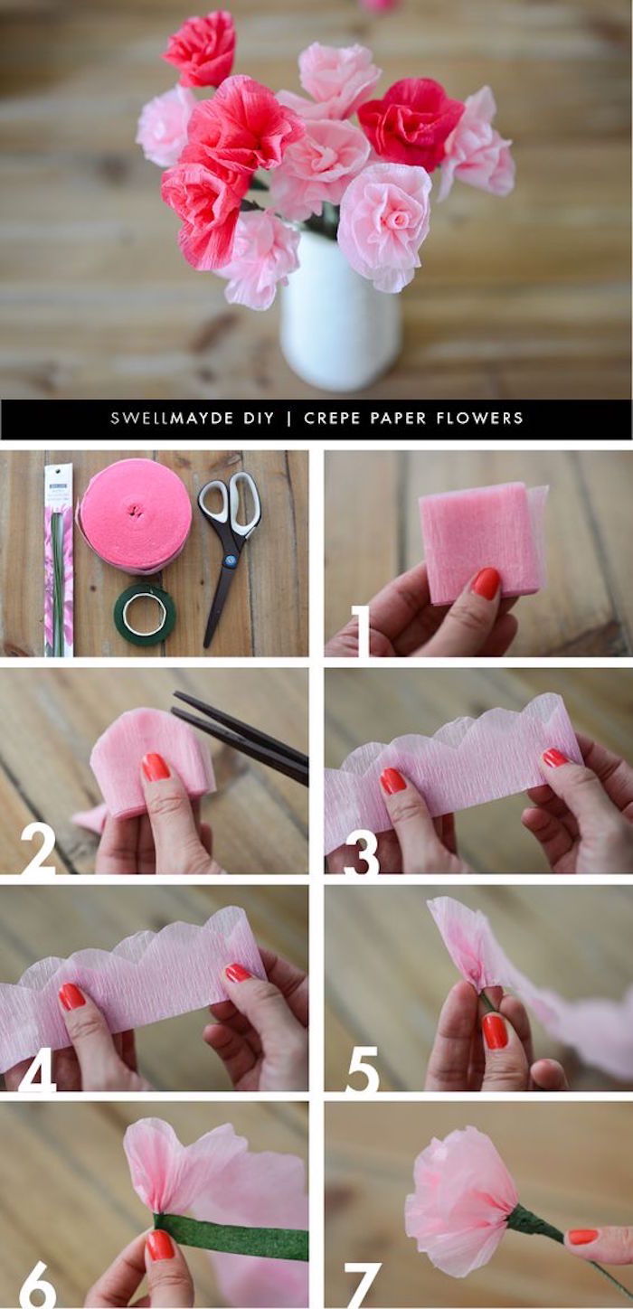DIY, idee creativă, realizând garoafe din hârtie crep