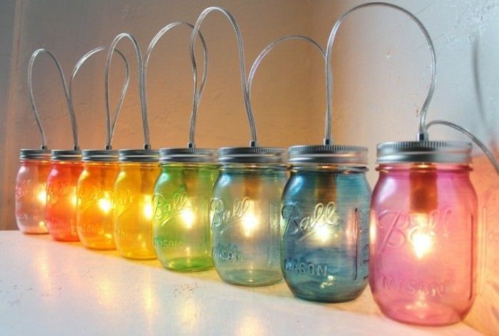 Dekorativa hantverk färgstarka glas-med-lampor