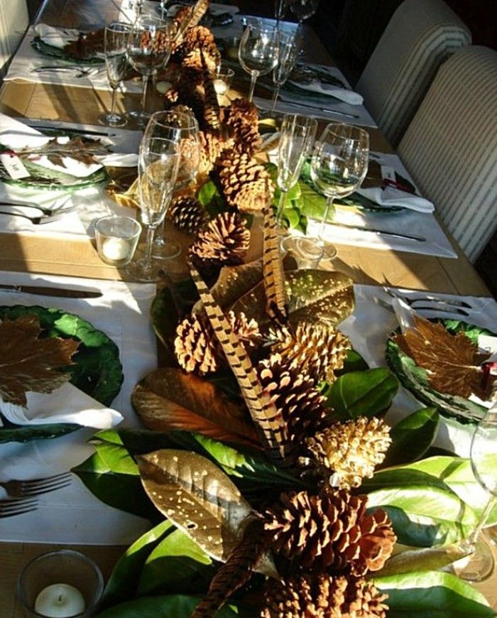 Dekoratif çam kozalağı-tischdeko-as-dan-orman-pinecone-yay-yeşil Yapraklar ve Yeşillik