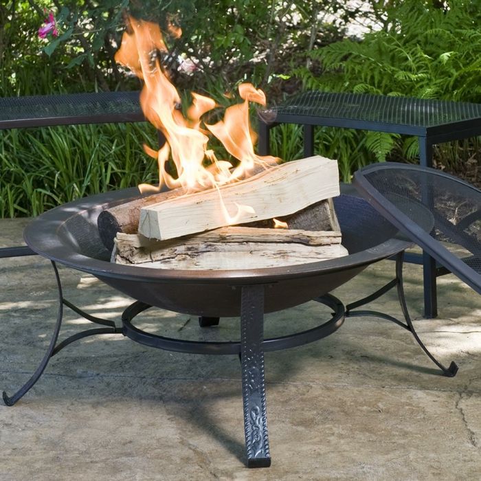 Požiarna miska-s-grill-black-rustikálna exteriér