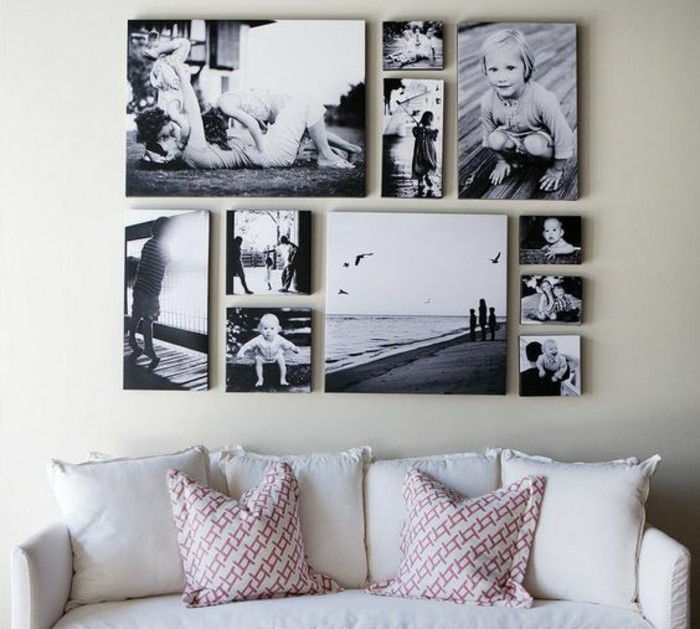Bilde vegg-svart-hvitt-bilder-sofa-med-to-pute