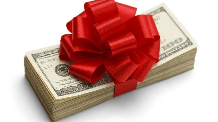 Cadouri de Crăciun-o singură monetare pachet de bancnote-cu-roșu-bandă