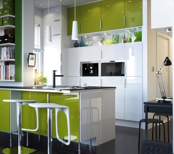Design för små kök design idé olivgrönt