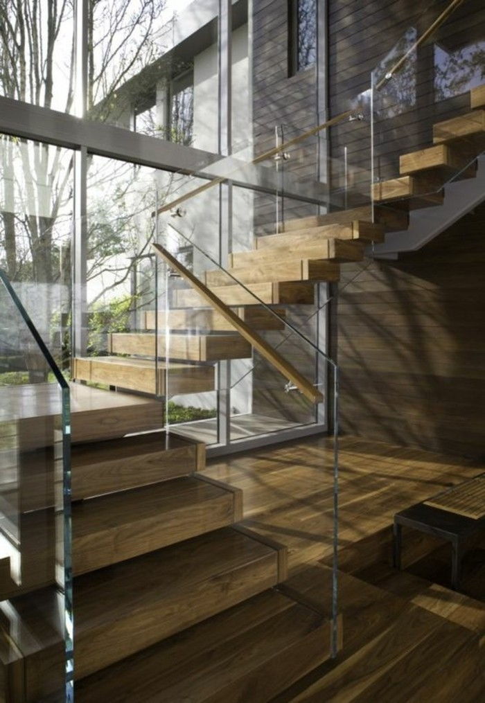 Stiklo turėklai laiptų ir medienos-in-house