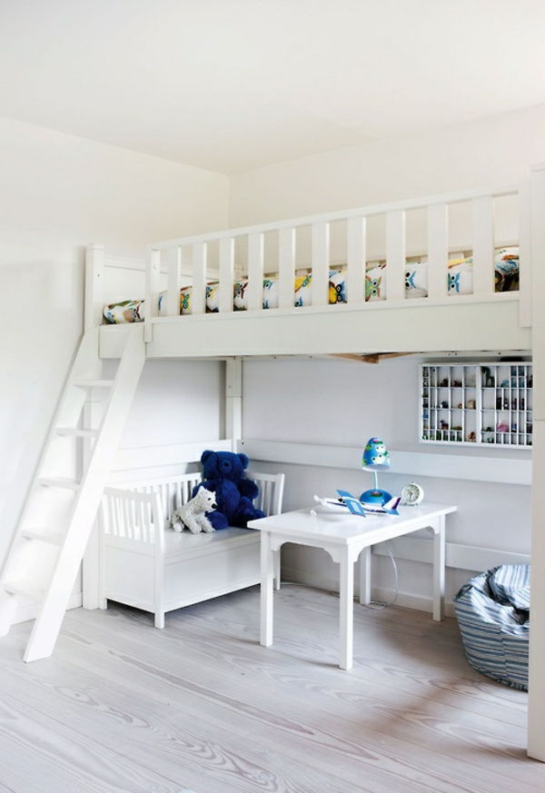 Køyesenger-med-nice-utforming barnehage møbler-in-White