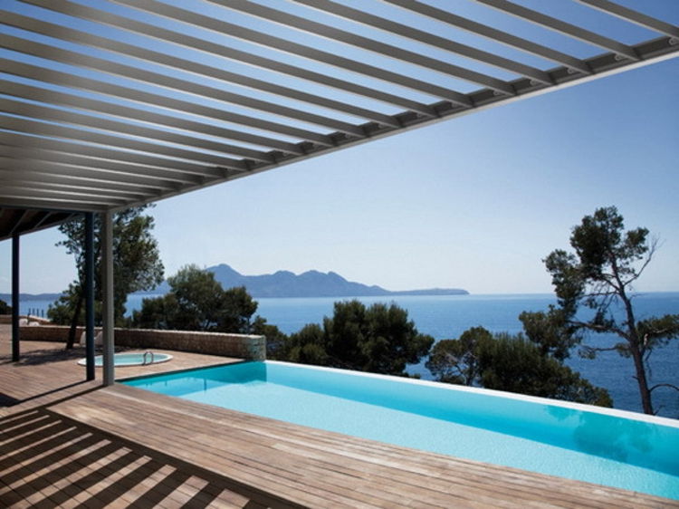 Pergola şık-asil-odun yeni modern tasarımcı teras havuzu