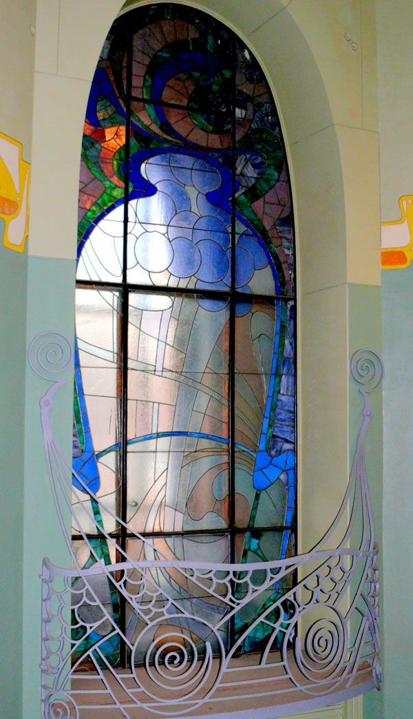 Art Nouveau - modelli ornamentali - come deco-per-la-finestra-blu-e-colorato