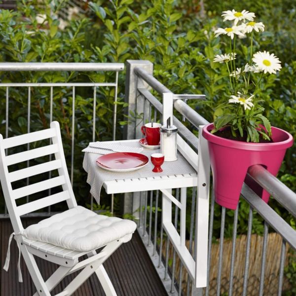 Folding mesa-a-mesa varanda pendurado vaso de flores em rosa