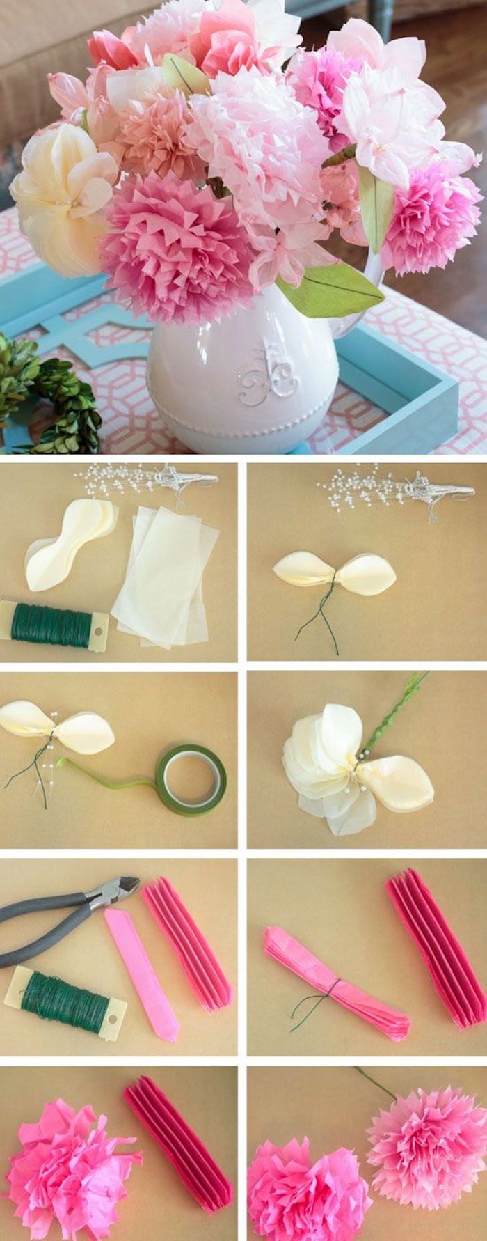 Ideea creativă, face flori din hârtie creponată, nu se usucă niciodată