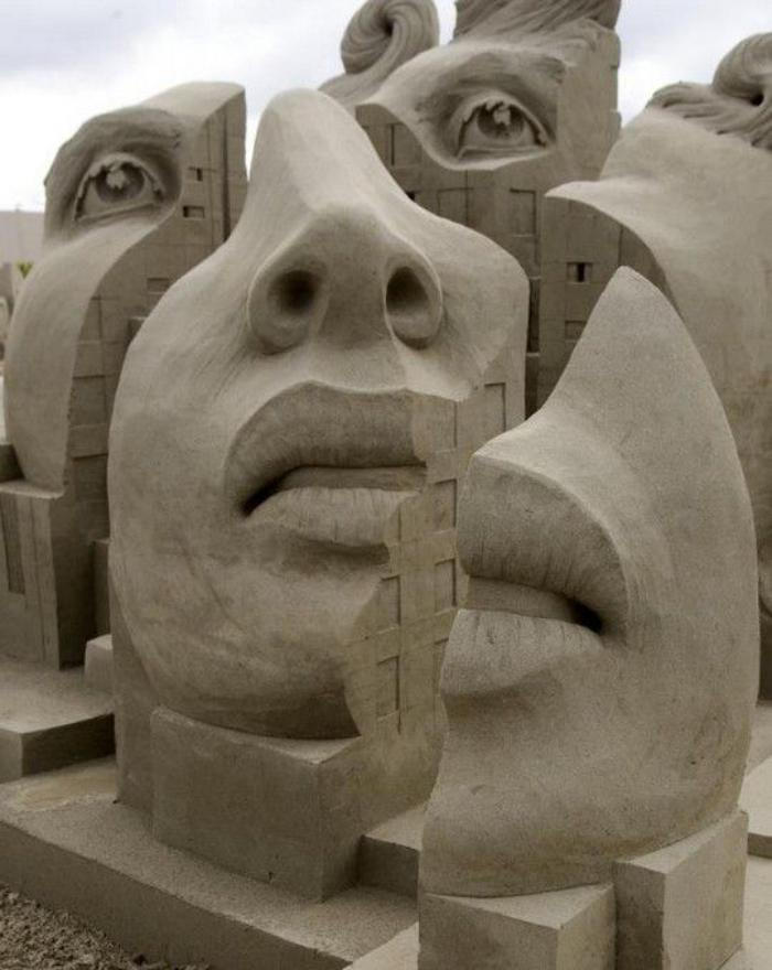 Arte scultura arte moderna rappresentazione del viso rotto