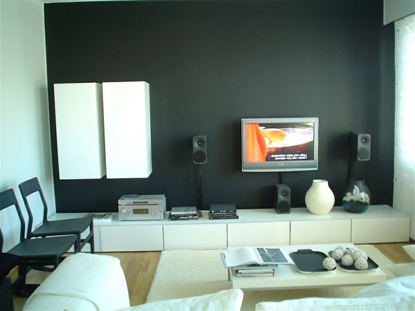 konfiguracja salonu - telewizor na ścianie