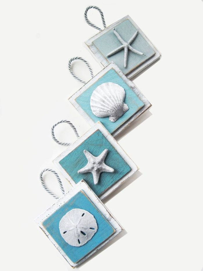 Okraski Set srebrno-turkizna-barva lupine Deco Starfish
