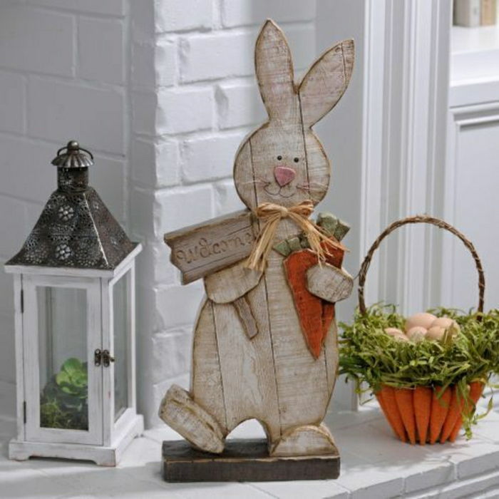 Shabby chik dekoracija velikonočni zajček in velikonočni koš
