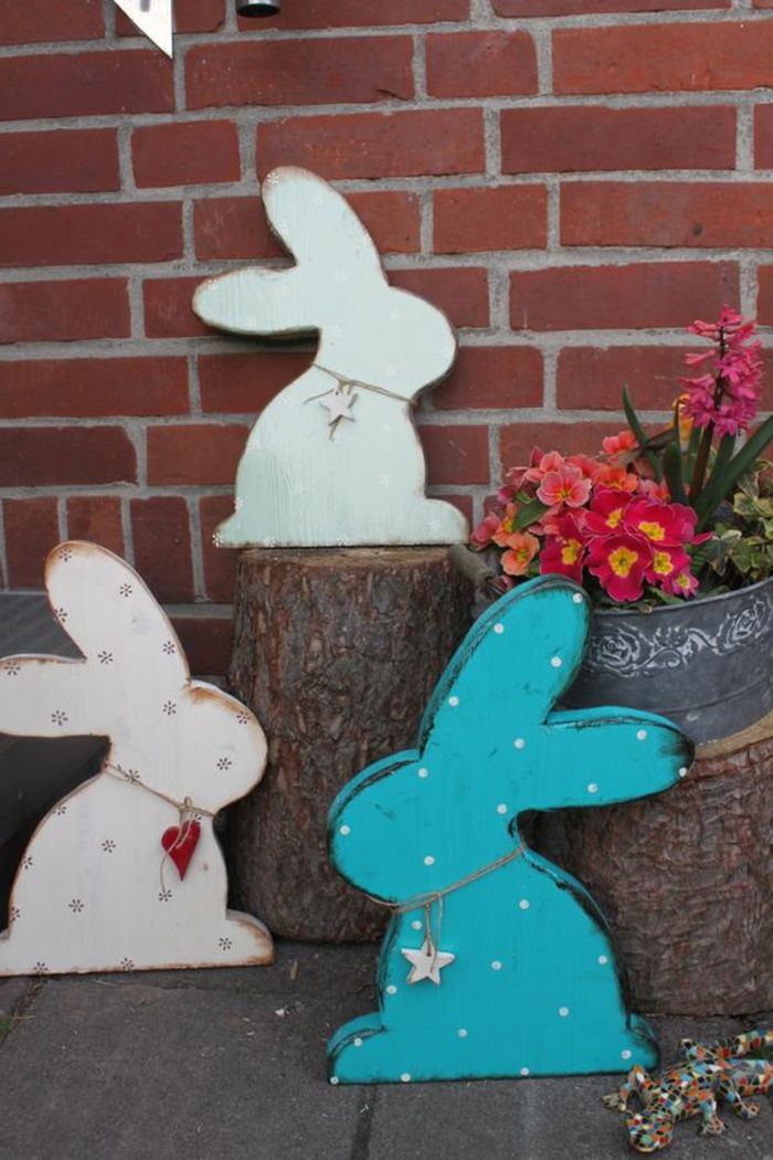 Velikonočni dekor za zunanji velikonočni zajček iz lesa