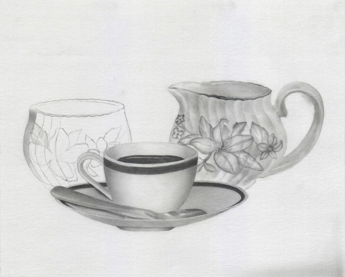 Krásne kresby ceruzkou, čaju