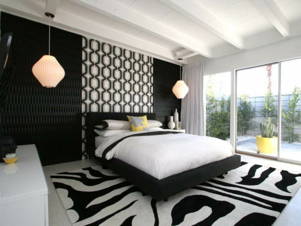 Miegamojo dizainas modernus miegamojo baldai Modernus kilimas juodai-balta