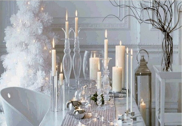 Silver bröllop bordsdekoration med-många ljus
