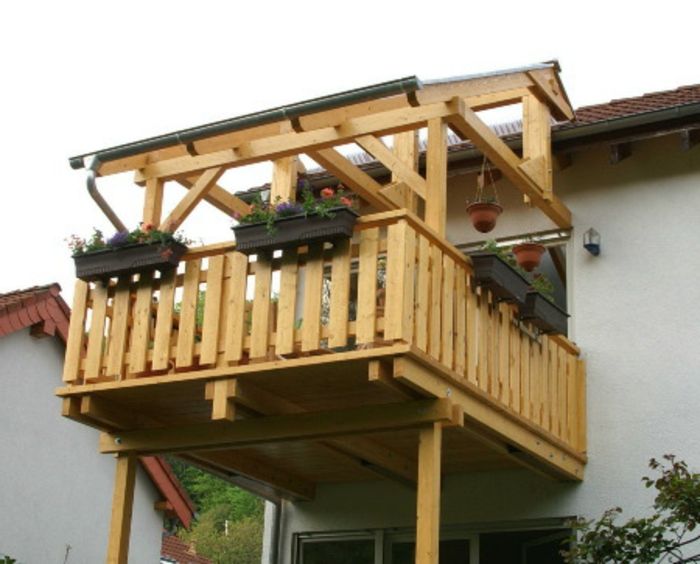 Balkon te bouwen houten ornament plant balkon dakbedekking