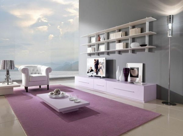 Colore parete interni dal design moderno tappeto rosa