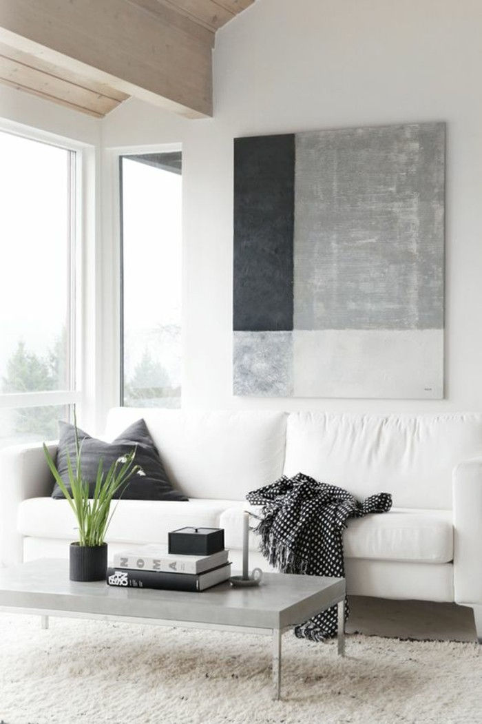 Obývačka-in-škandinávskom štýle bielo-device-plátno obrazu