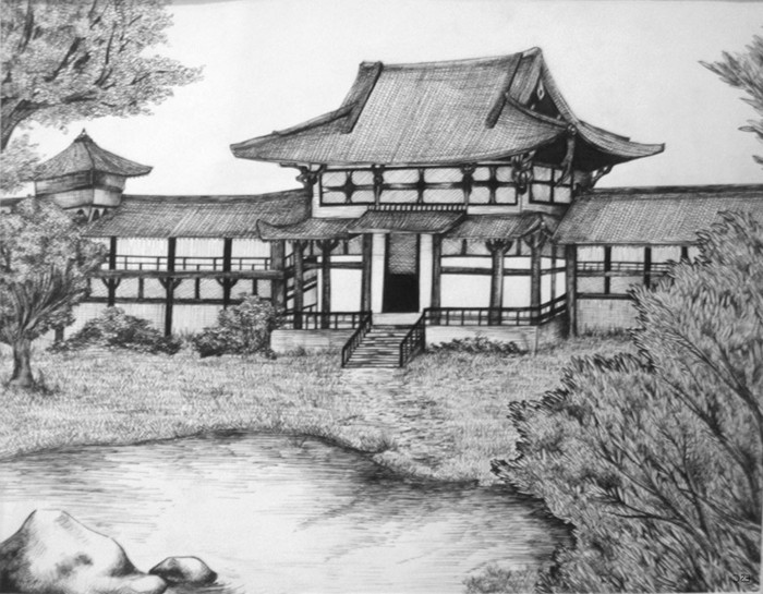 Kresliť Book-s-a-ceruzka-japonskej domu