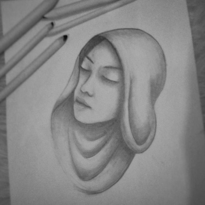 -Drawings s ceruzkou-a-Nun