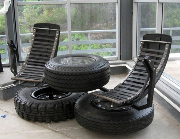 recykláciu použitých pneumatík čierne atraktívny-nábytok-stoličky-and-table
