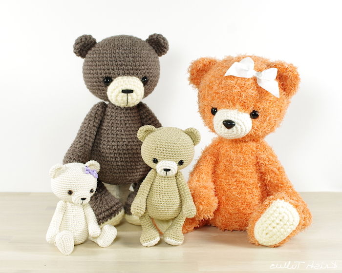 hekle en familie til teddy kone selv en mann og to barn - amigurumi hekle mønster