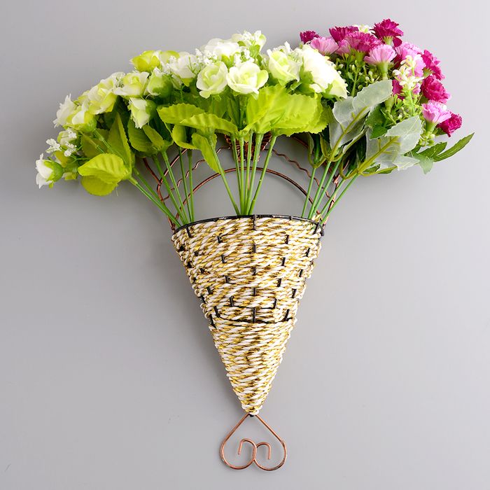 macrame blomst kurv strikke med halm halm blomster deco dekorative kunstige blomster