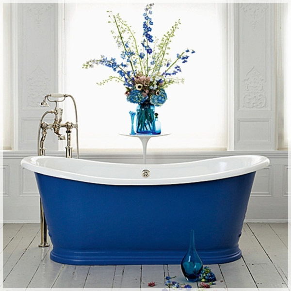 blå bad-modern design för badrum Retro