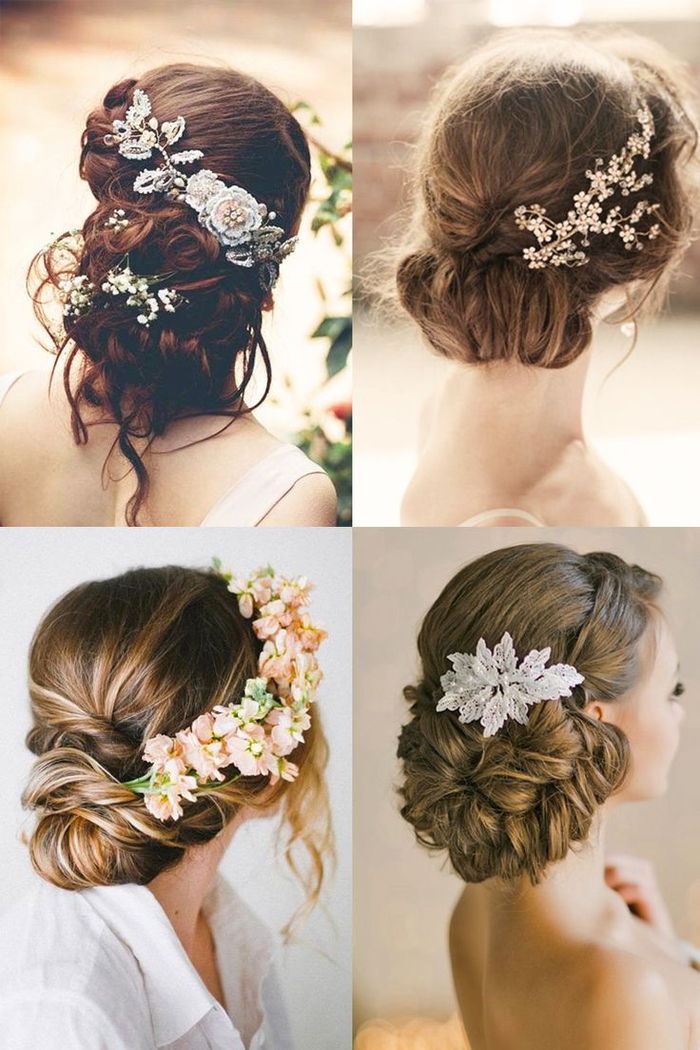 Acconciature con fiori nei capelli Acconciature damascate updos molto eleganti