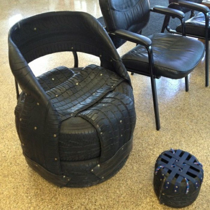 chladný-DIY-nábytok-z-auta recyklácie pneumatík pneumatiky používajú čierno-designu