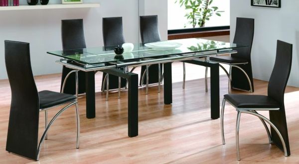oblikovalec steklene mize-po-črnimi stoli