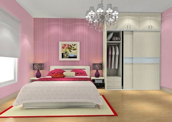 dizajnér-izba-ružové-steny-farebné-ružové tapety