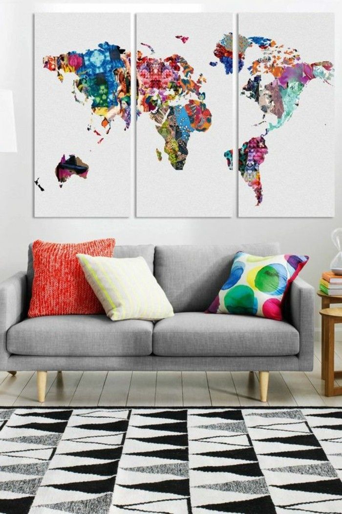 farebné plátno obrazy, ktoré reprezentujú-kontinent na plátne