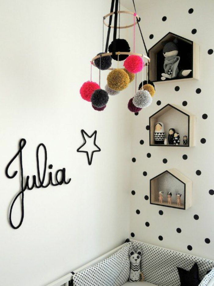 DIY-ściana-ściana półka dekoracji ściany naklejki-kitki-małe figurki bed-baby-przedszkole