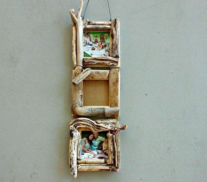 tri mini-slika okvirji Driftwood ročno izdelan