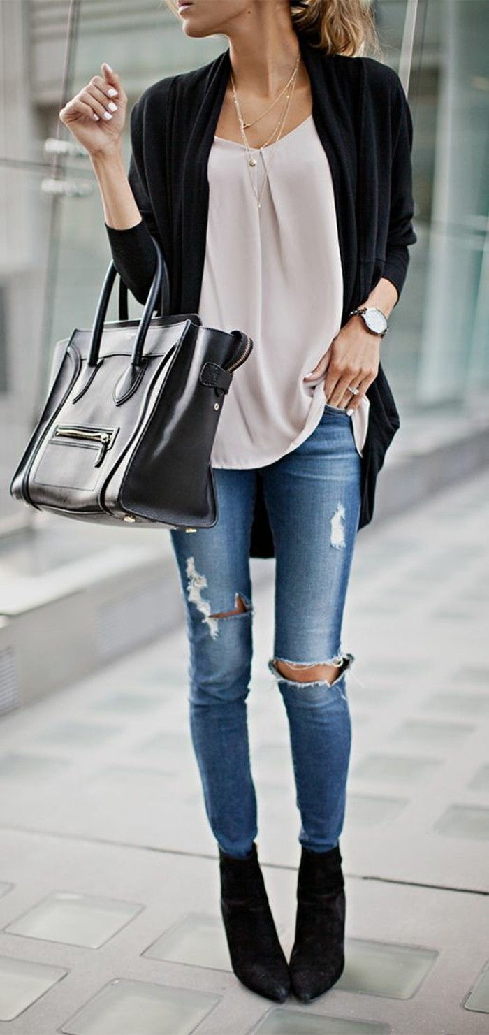 elegancki strój-skinny-jeans damskie jeansy z holes--