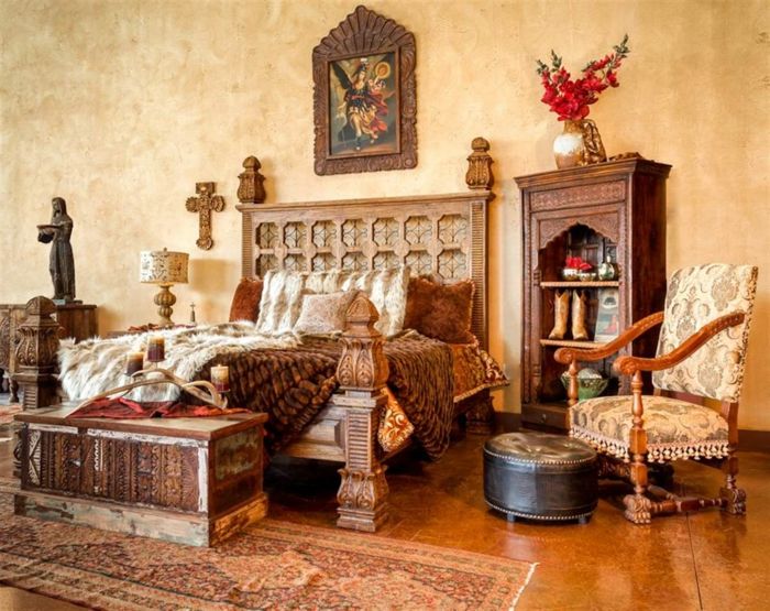 fantastik yatak odası iç ahşap mobilya süsleri-etnik ülke tarzı
