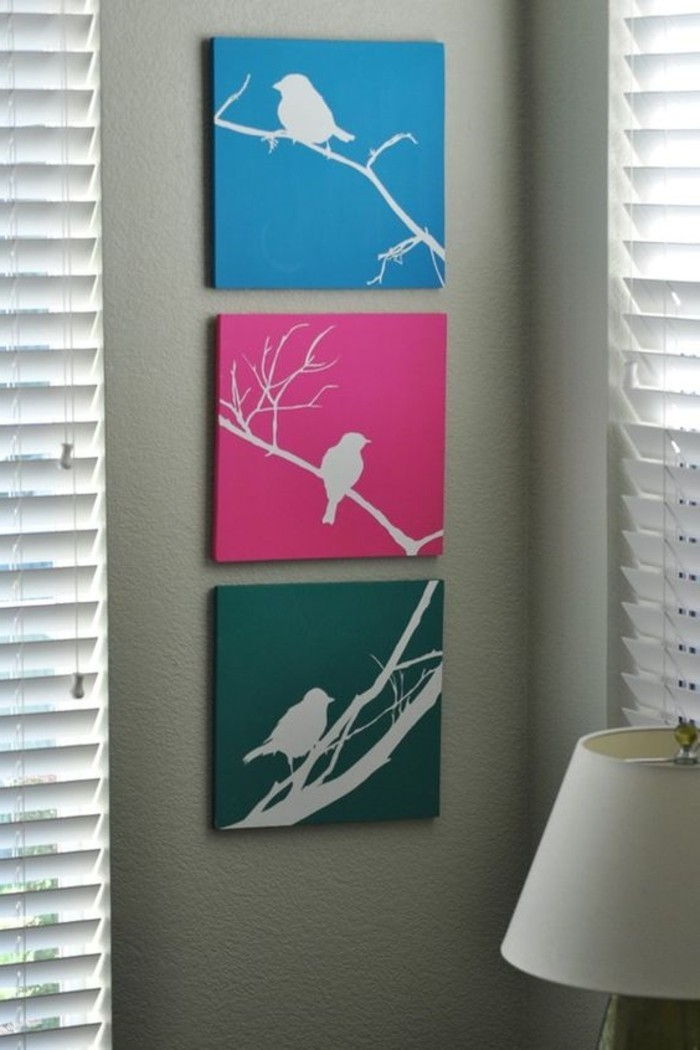 farebných obrázkov-na plátne vtákov reprezentáciou