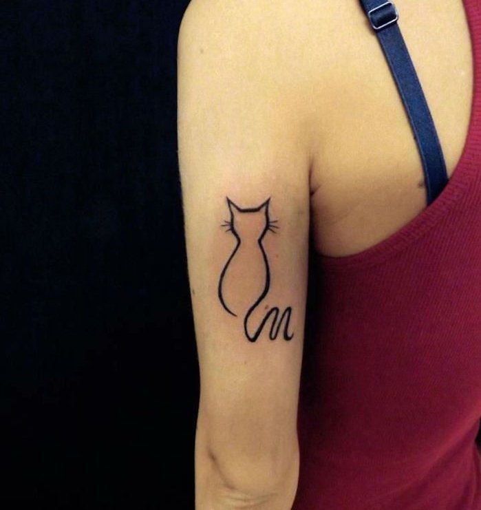 jest to jeden z naszych pomysłów na tatuaż z czarnego kota na rękę, który kobiety mogą bardzo lubić - kot z czarnym kutasem i czarnymi cyckami