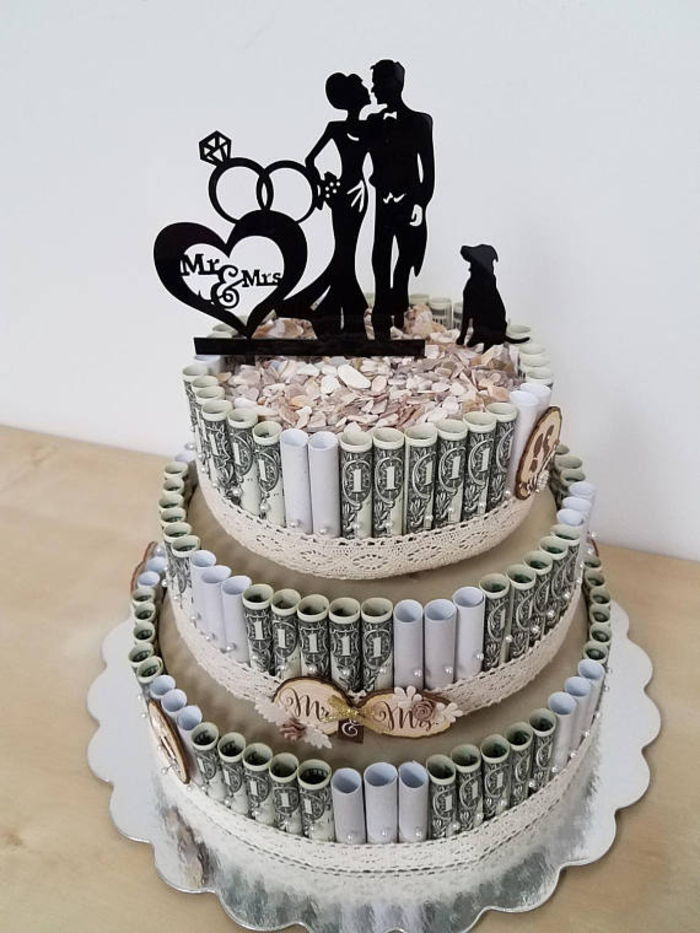 Padarykite banknotų vestuvių pyragą, sukurkite kūrybingą dovanų dovaną, nuoseklias instrukcijas