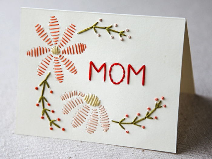 Idéias do presente do dia das mães - você pode costurar um pouco, criar este cartão você mesmo