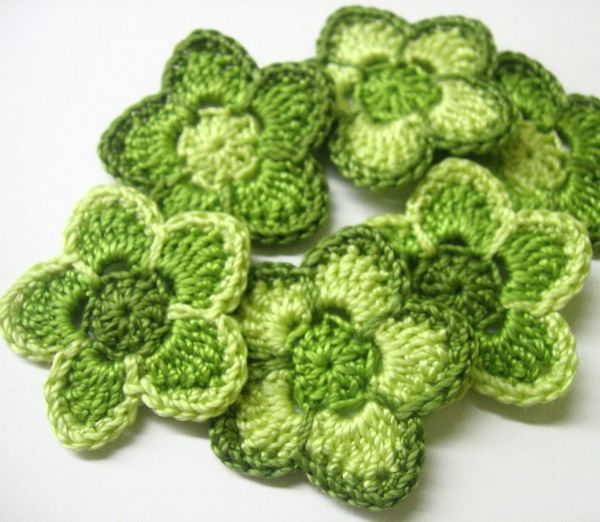 Green-Floral Deco háčkovaná-krásne-kreatívne-háčkovanie kvet