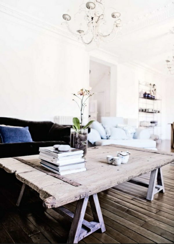 drevený konferenčný stolík v obývacej izbe - urobte to sami
